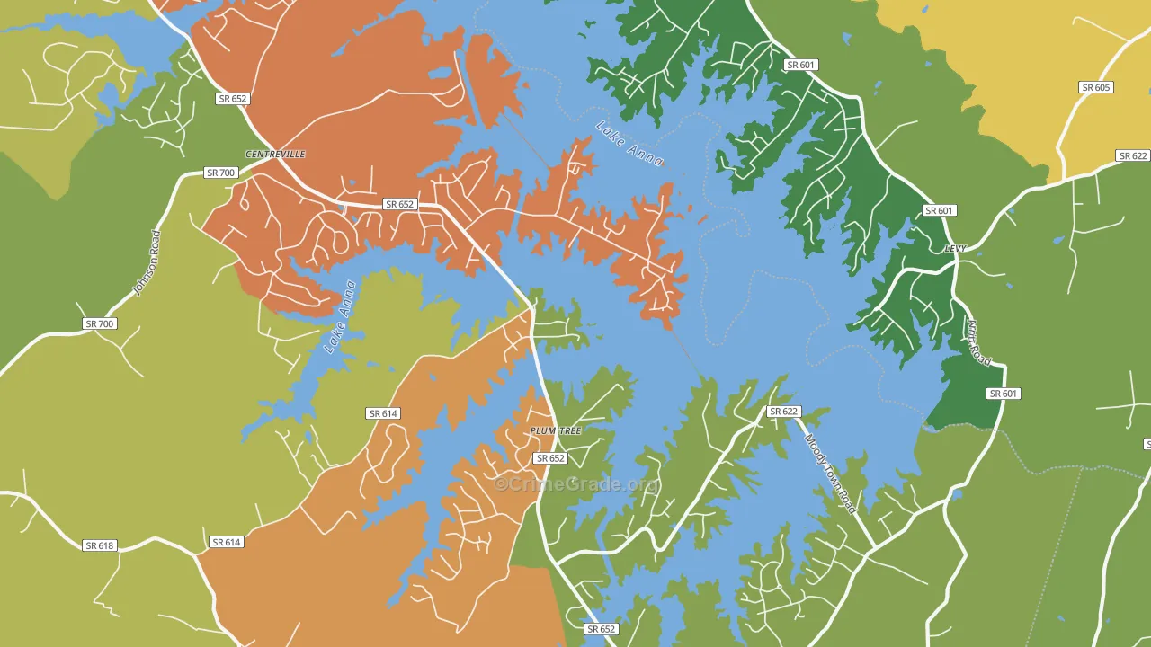 Plum Tree, VA Map of Robbery Rates