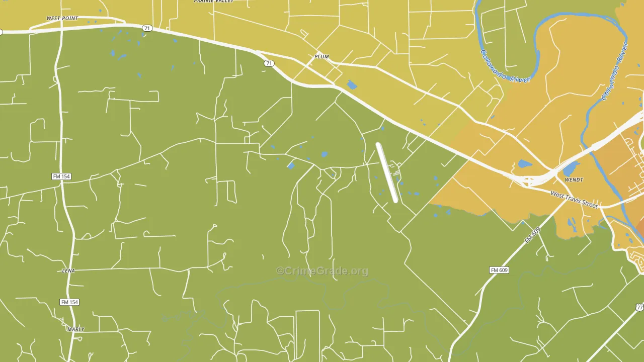 Plum, TX Map of Robbery Rates
