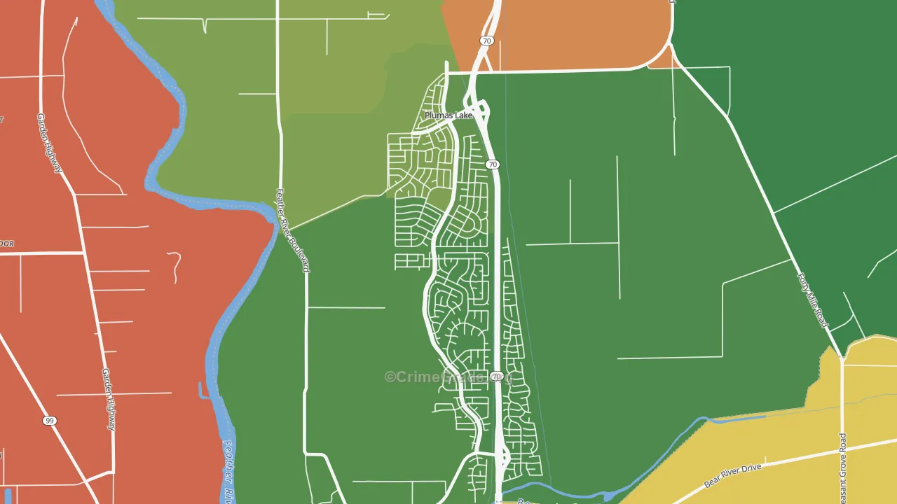 Plumas Lake, CA Map of Robbery Rates