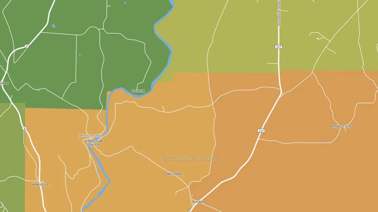 Plumer, PA Map of Robbery Rates