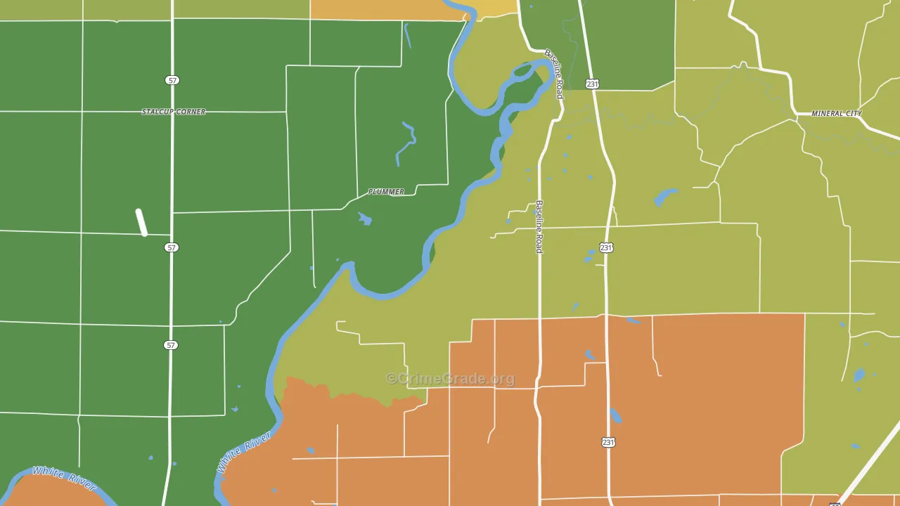 Plummer, IN Map of Robbery Rates