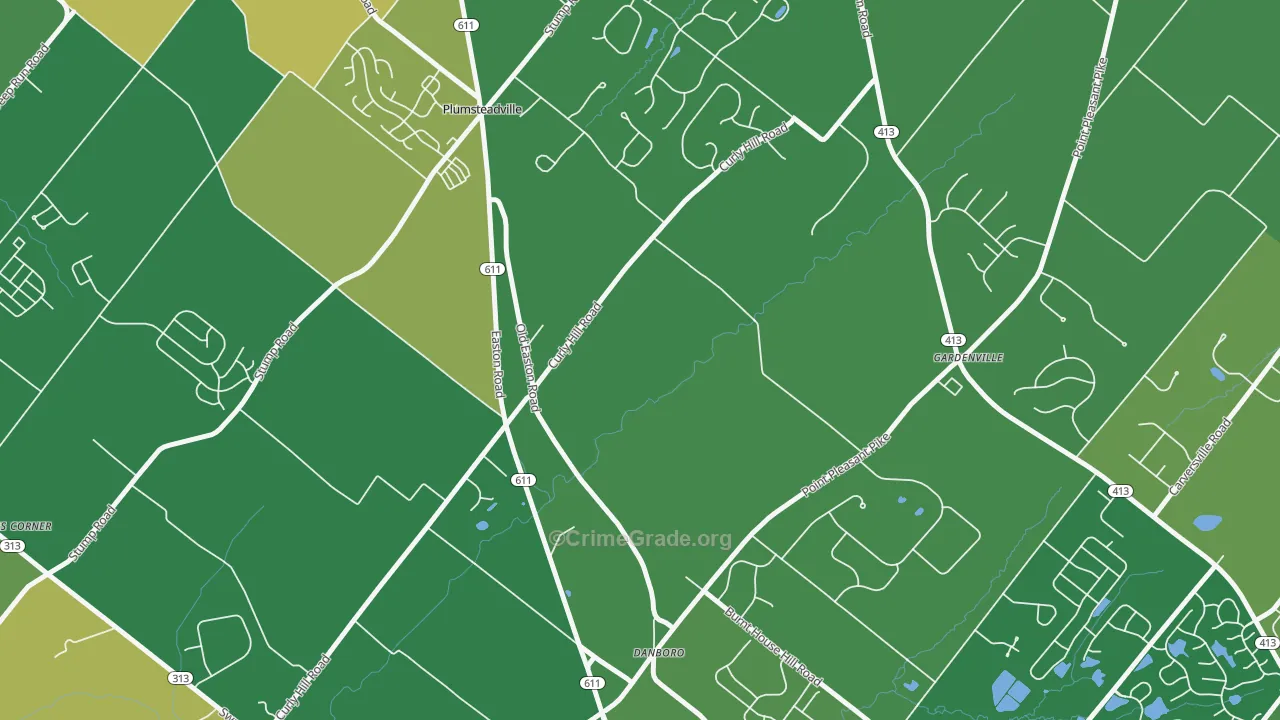Plumsteadville, PA Map of Robbery Rates