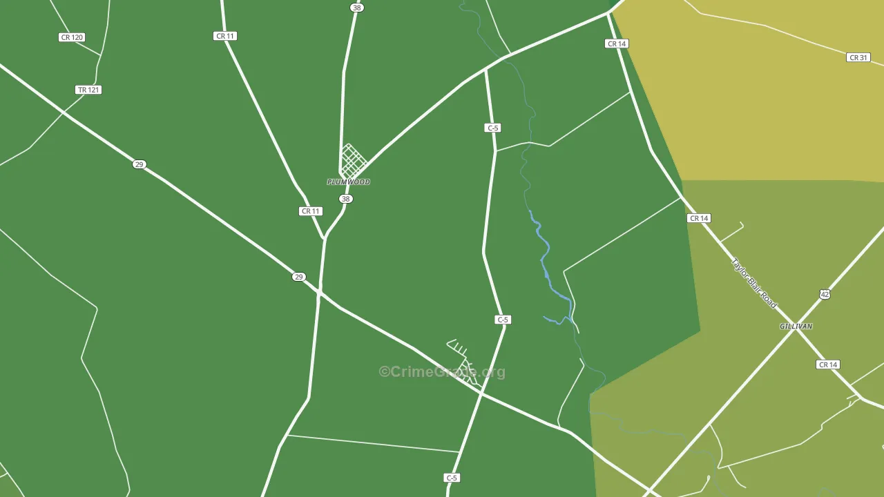 Plumwood, OH Map of Robbery Rates