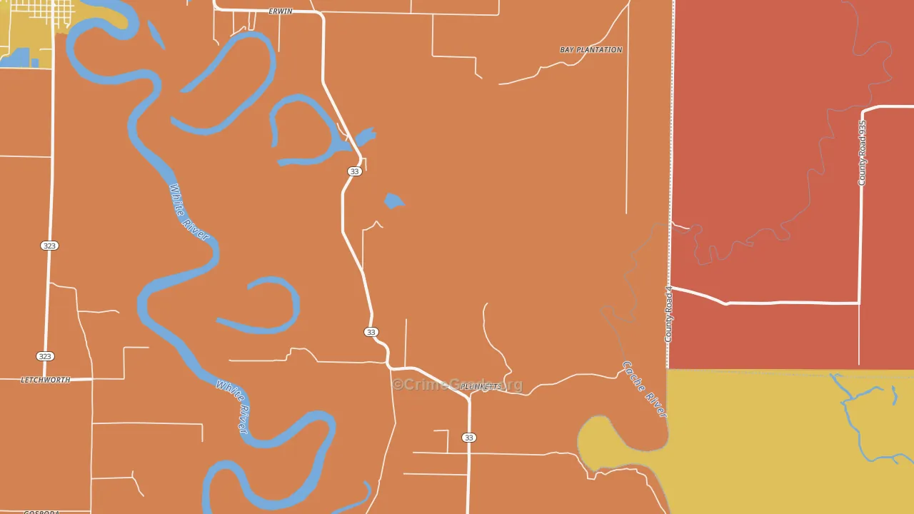 Plunketts, AR Map of Robbery Rates