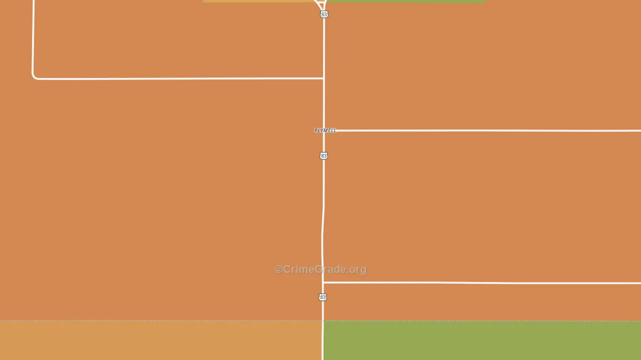 Plymell, KS Map of Robbery Rates