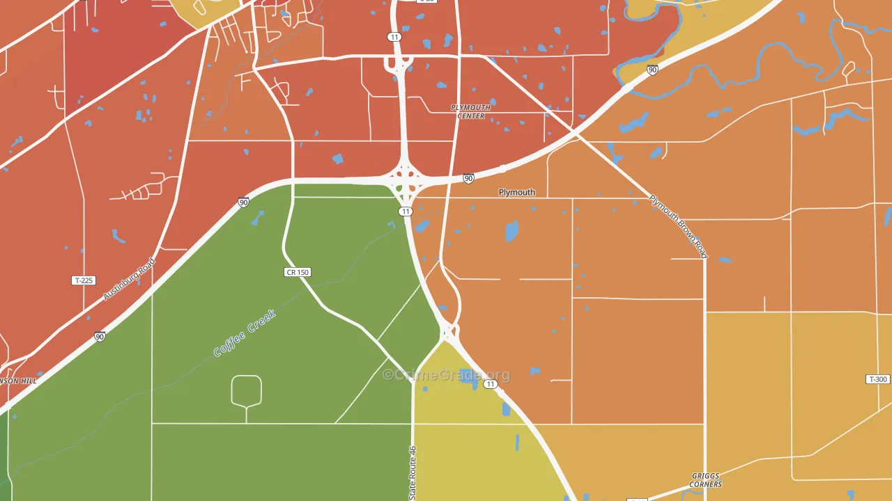 Plymouth Center, OH Map of Robbery Rates