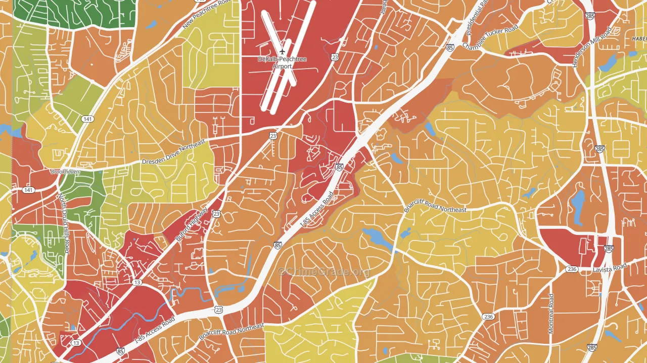 Plymouth Colony, Atlanta, GA Map of Robbery Rates
