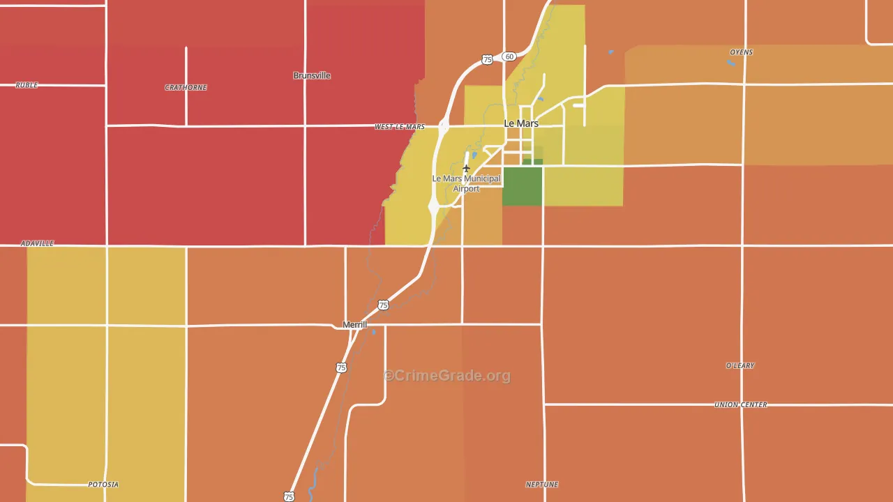 Plymouth County, IA Map of Robbery Rates