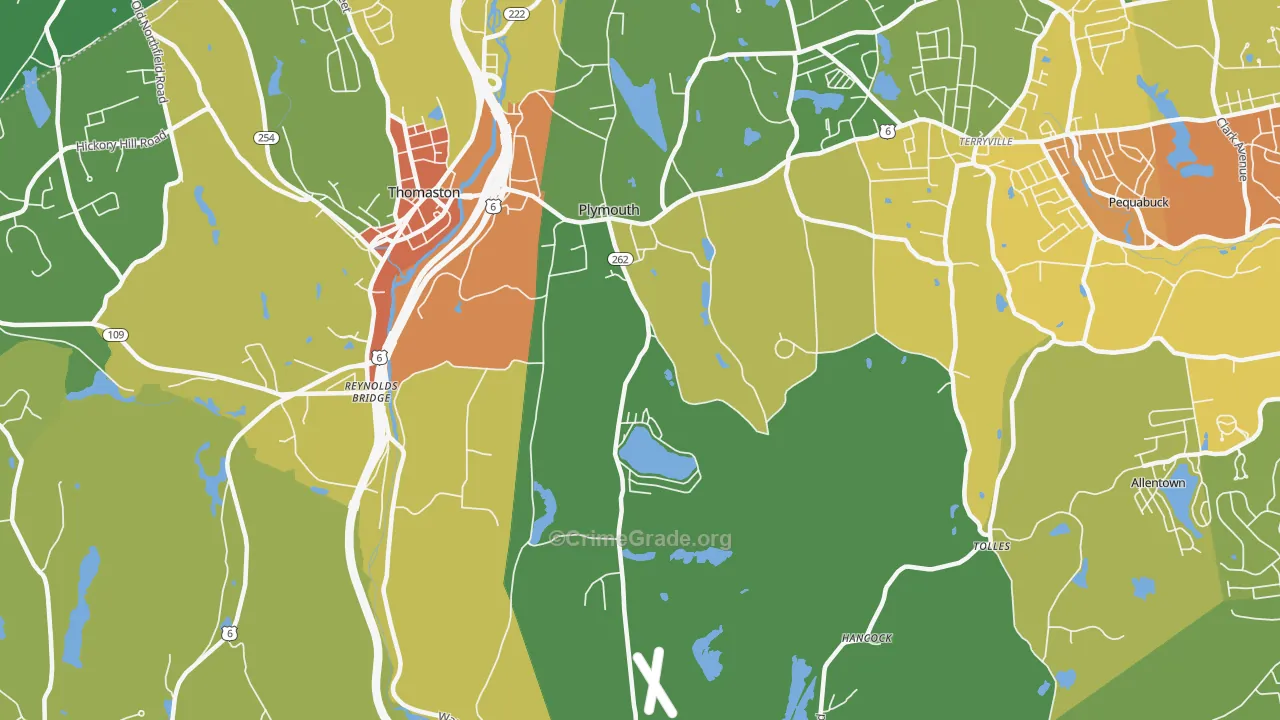 Plymouth, CT Map of Robbery Rates