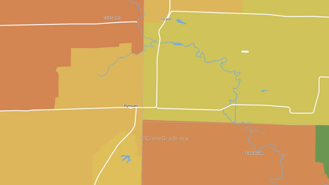 Plymouth, IL Map of Robbery Rates