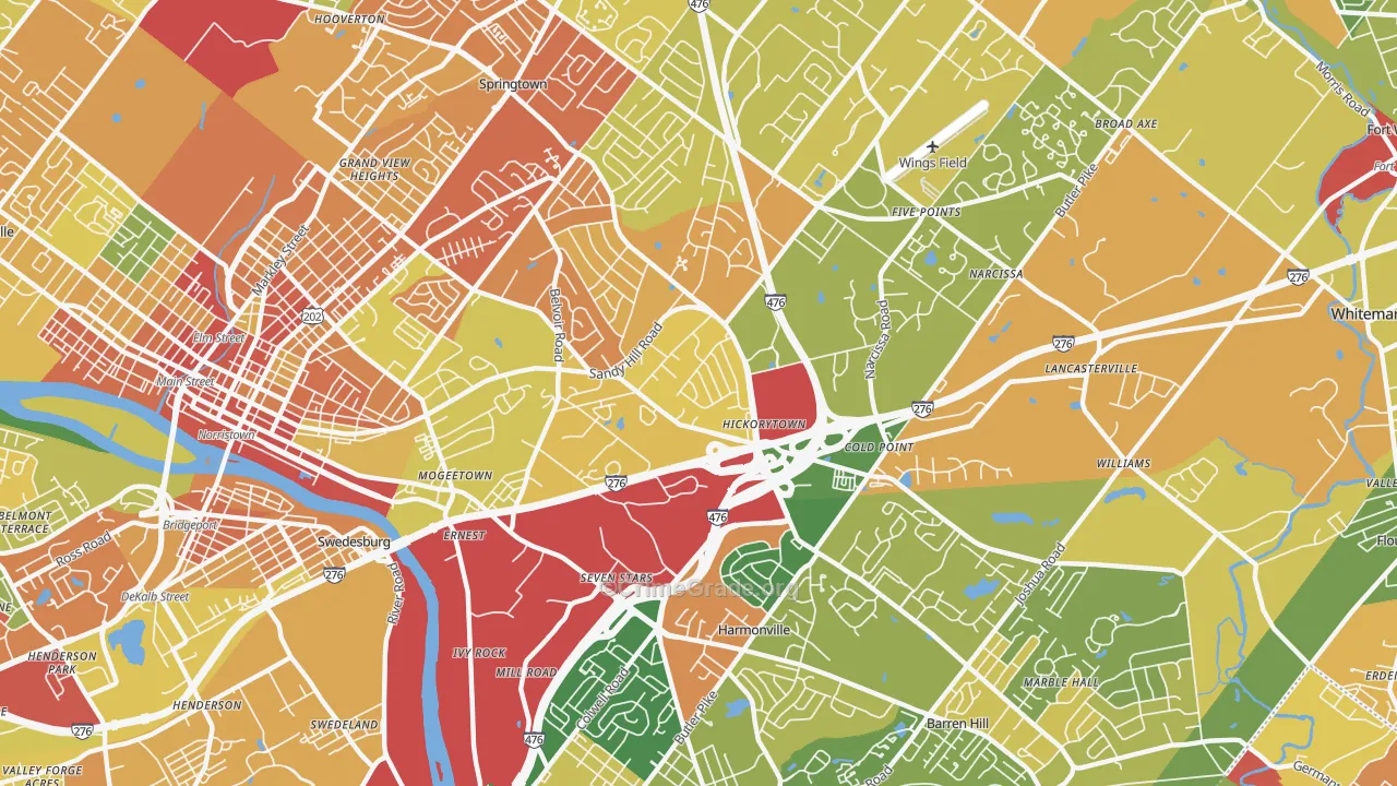 Plymouth Meeting, PA Map of Robbery Rates