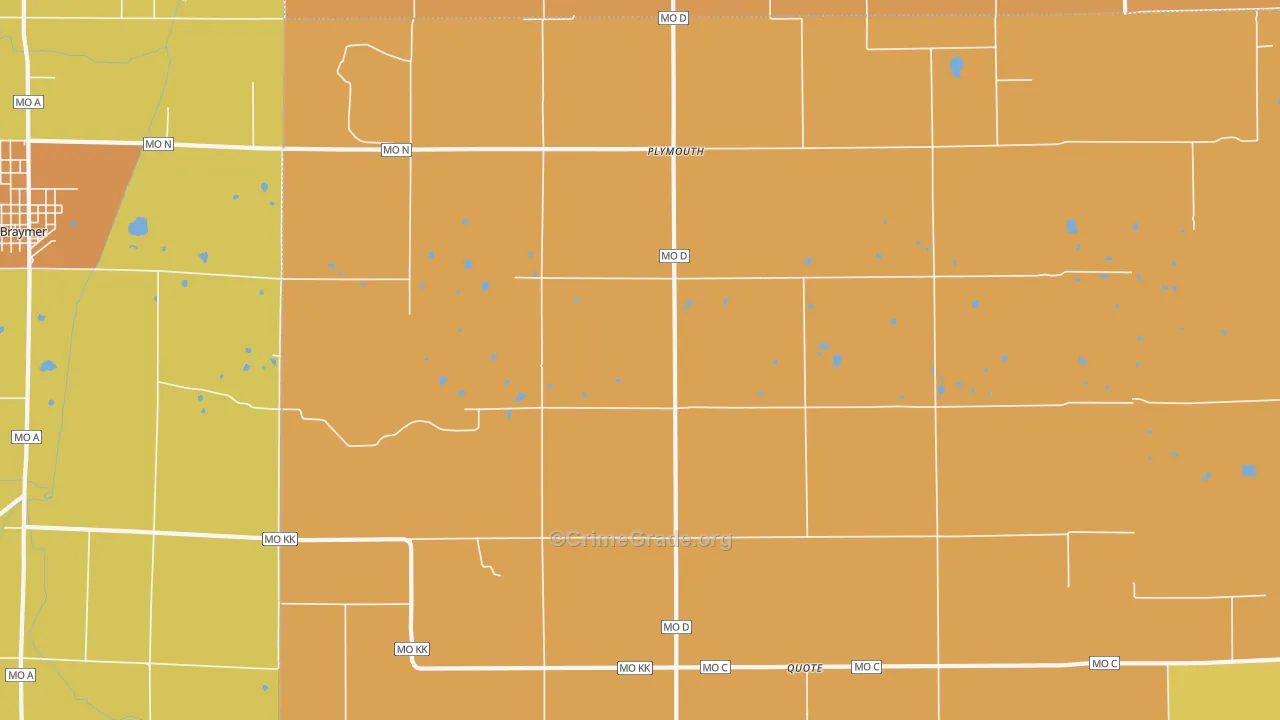 Plymouth, MO Map of Robbery Rates