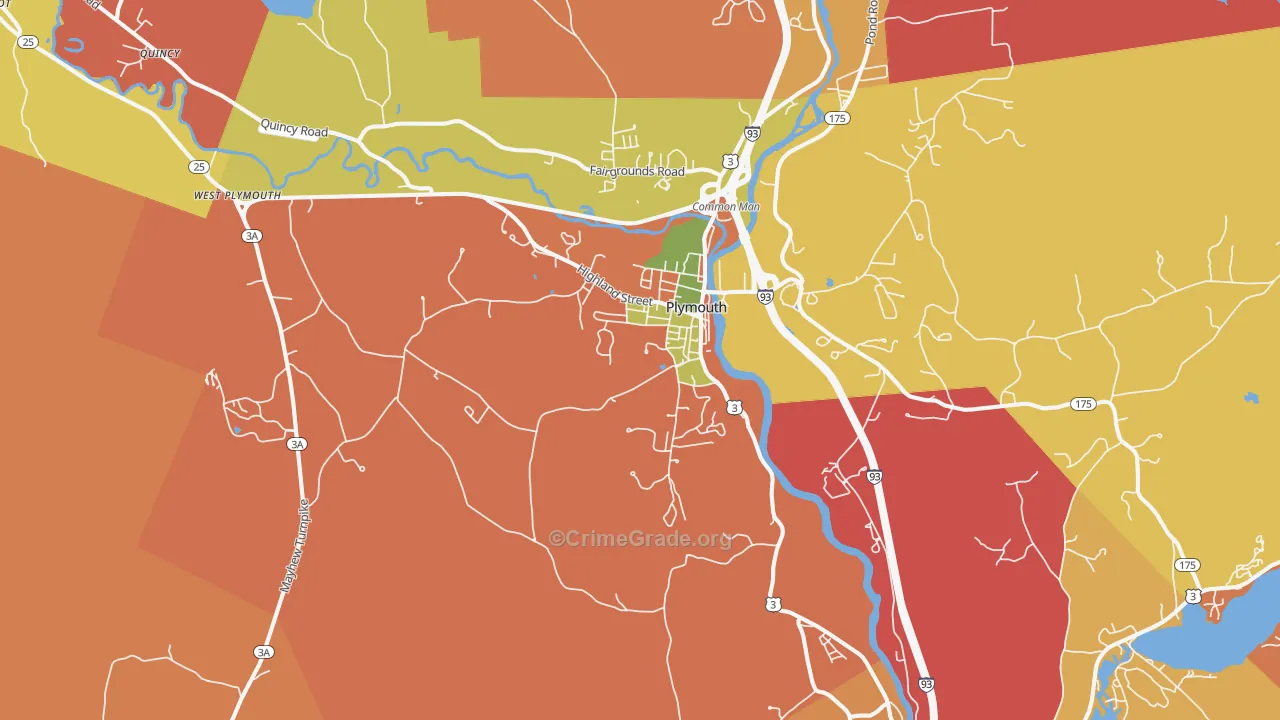 Plymouth, NH Map of Robbery Rates