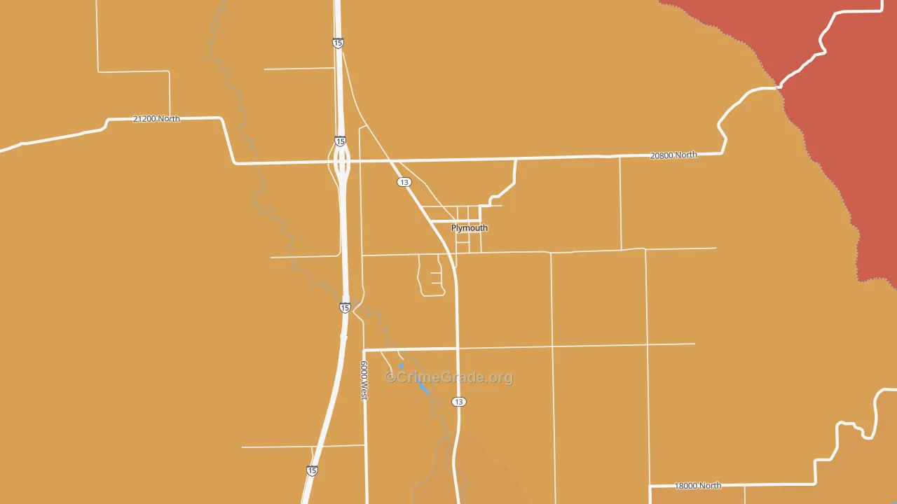 Plymouth, UT Map of Robbery Rates