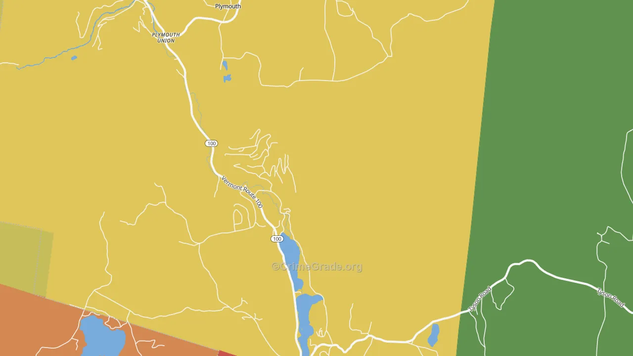 Plymouth, VT Map of Robbery Rates