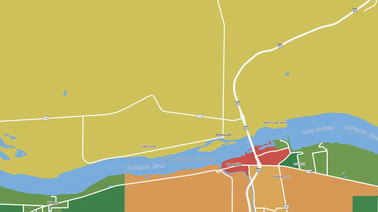 Plymouth, WA Map of Robbery Rates