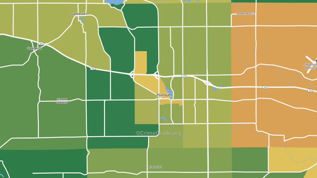 Plymouth, WI Map of Robbery Rates