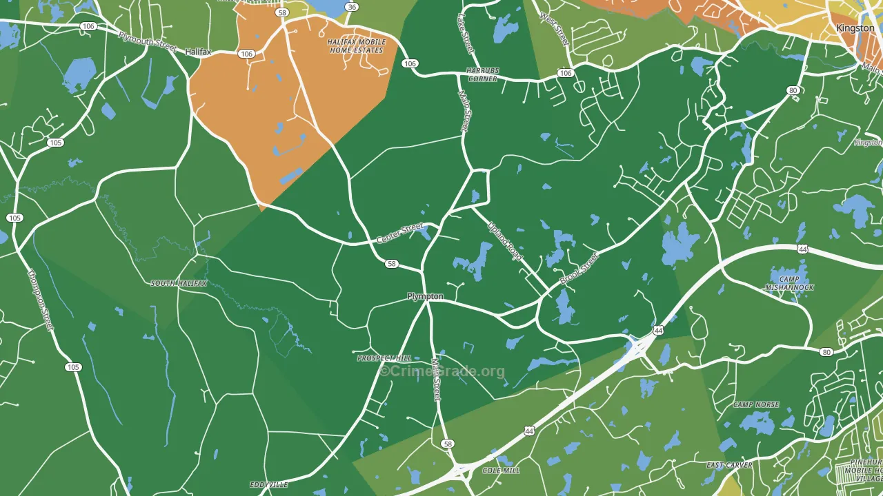 Plympton, MA Map of Robbery Rates