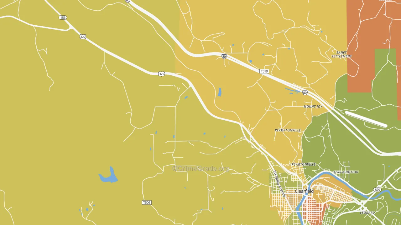 Plymptonville, PA Map of Robbery Rates