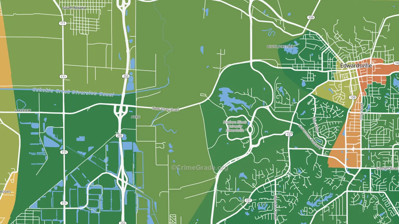 Poag, IL Map of Robbery Rates