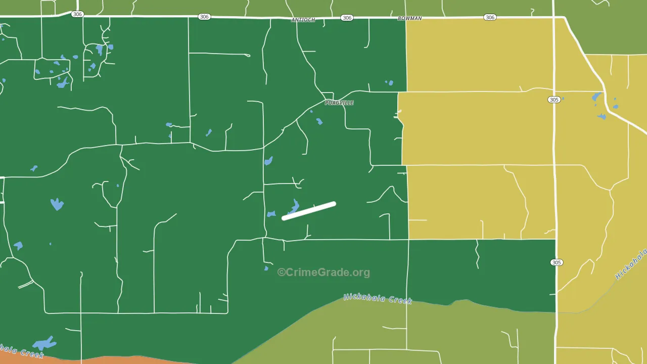 Poagville, MS Map of Robbery Rates