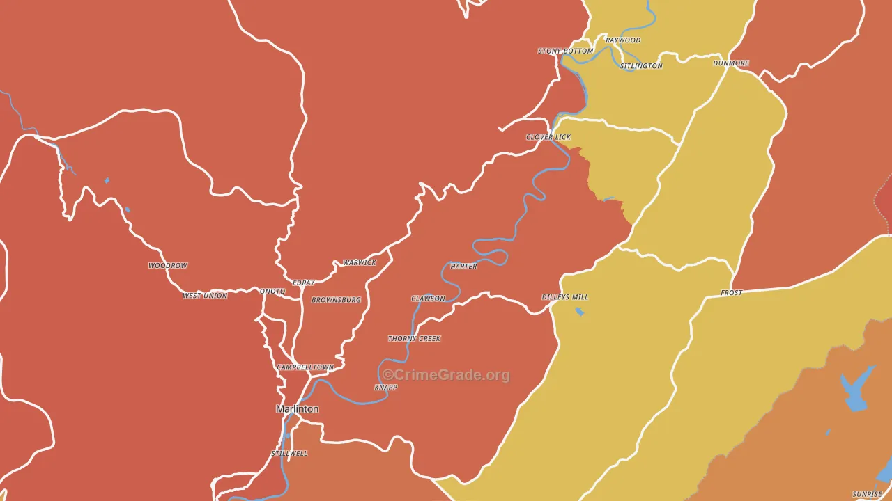 Pocahontas County, WV Map of Robbery Rates