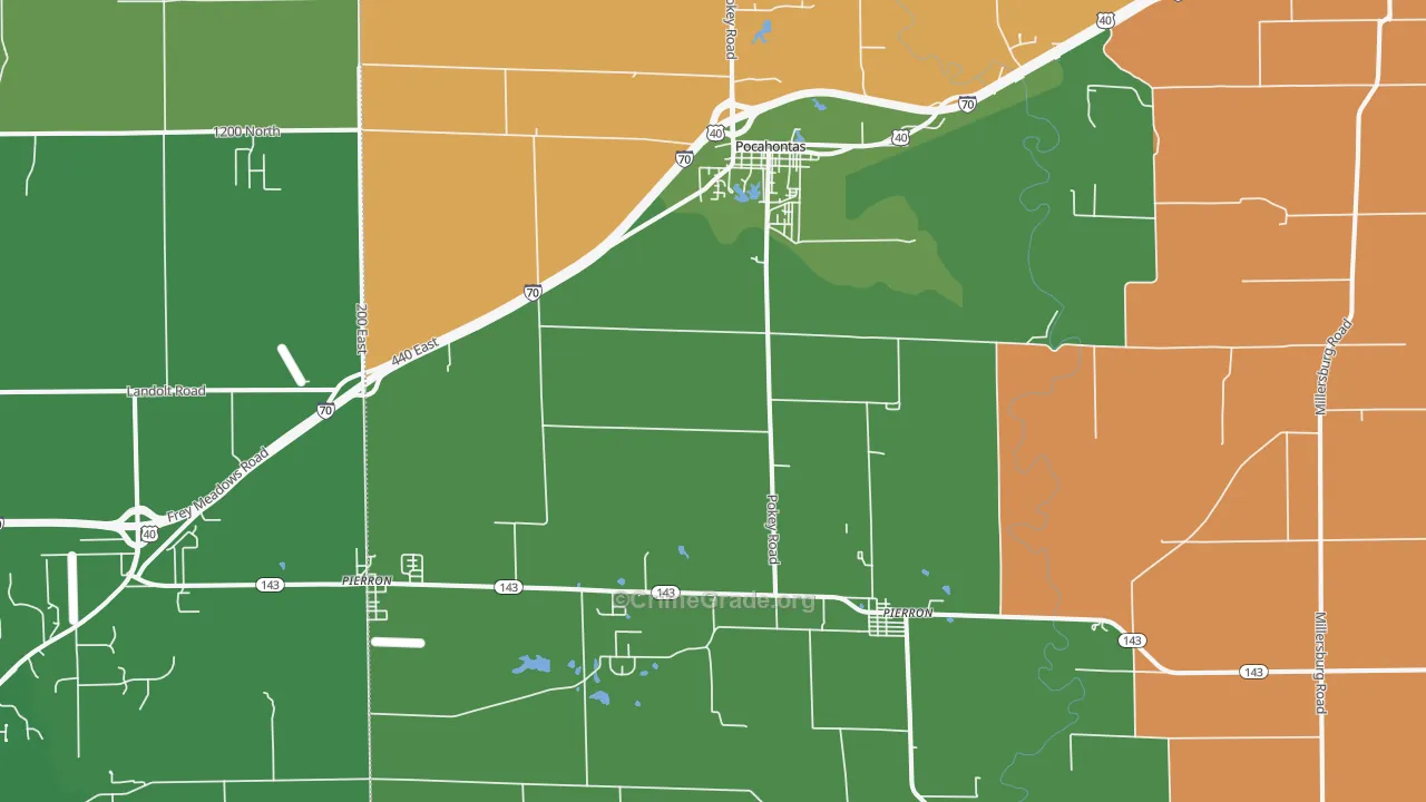 Pocahontas, IL Map of Robbery Rates