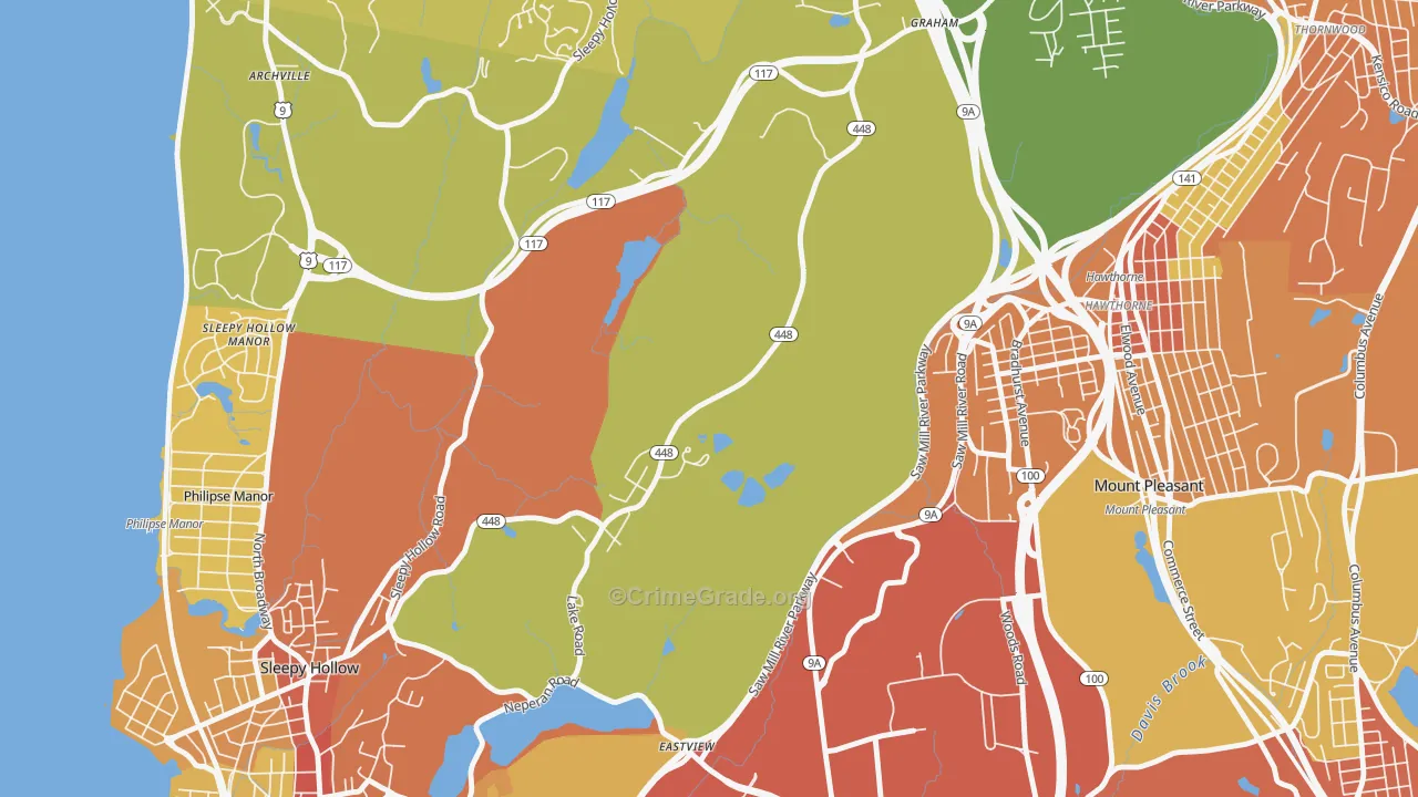 Pocantico Hills, NY Map of Robbery Rates