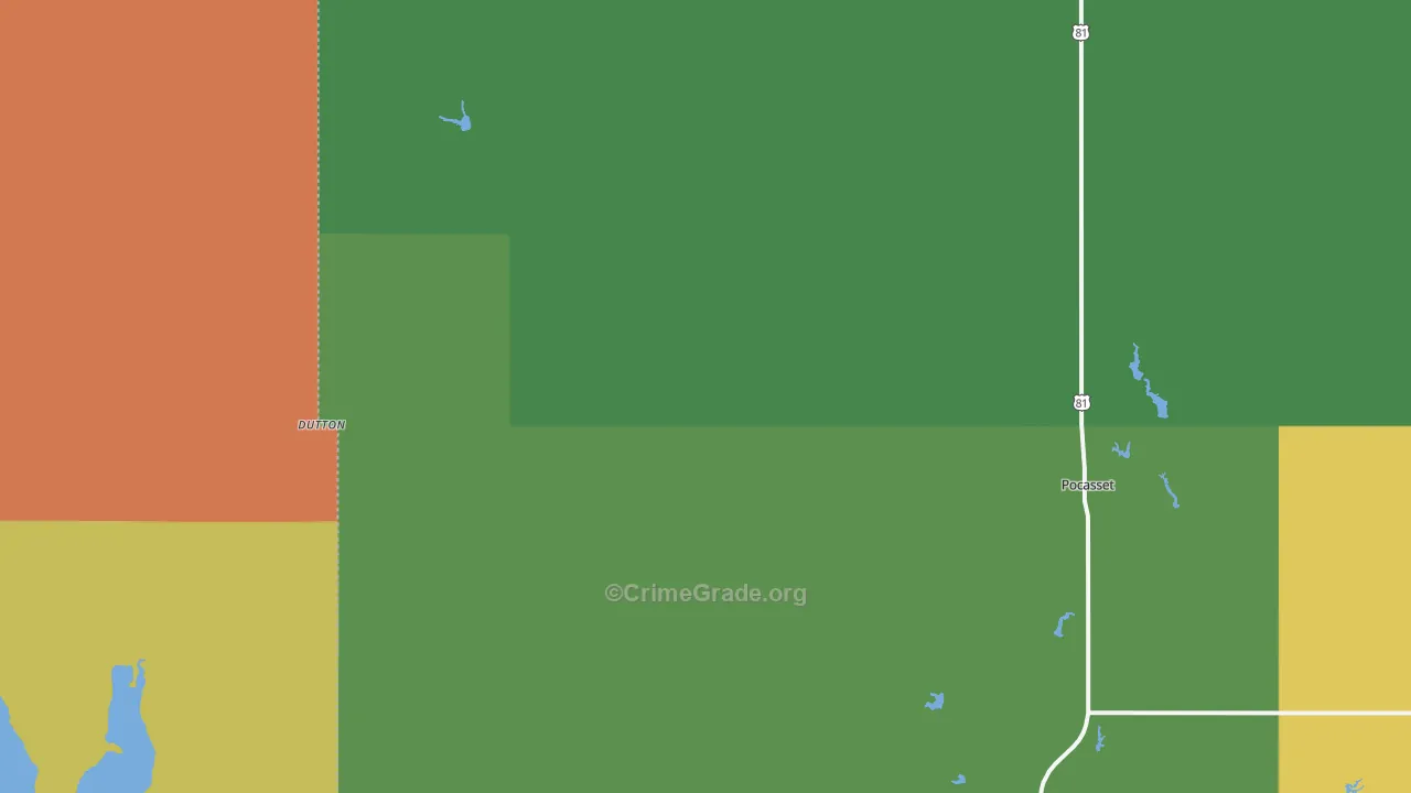 Pocasset, OK Map of Robbery Rates