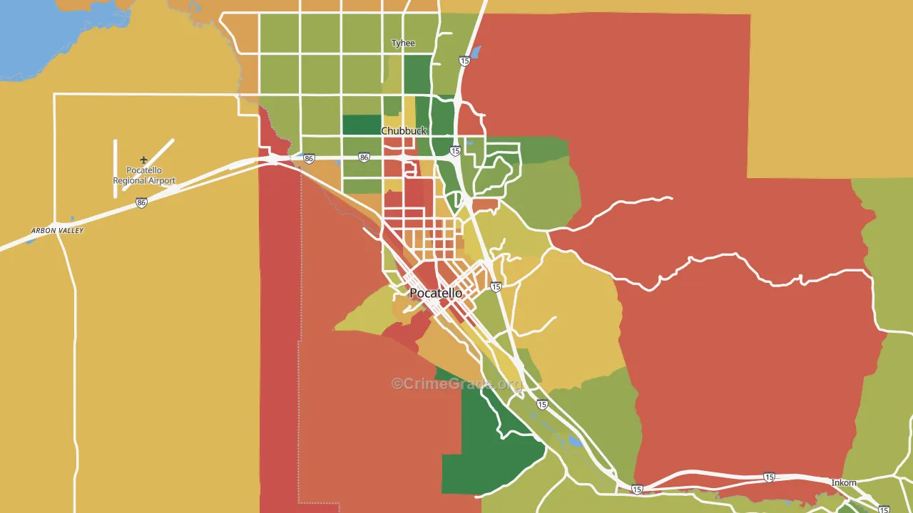 Pocatello, ID Map of Robbery Rates