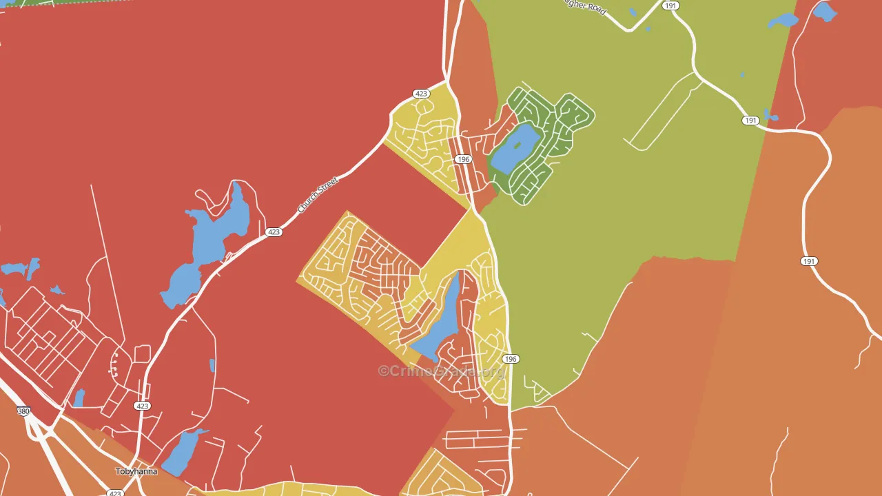 Pocono Country Place, Tobyhanna, PA Map of Robbery Rates