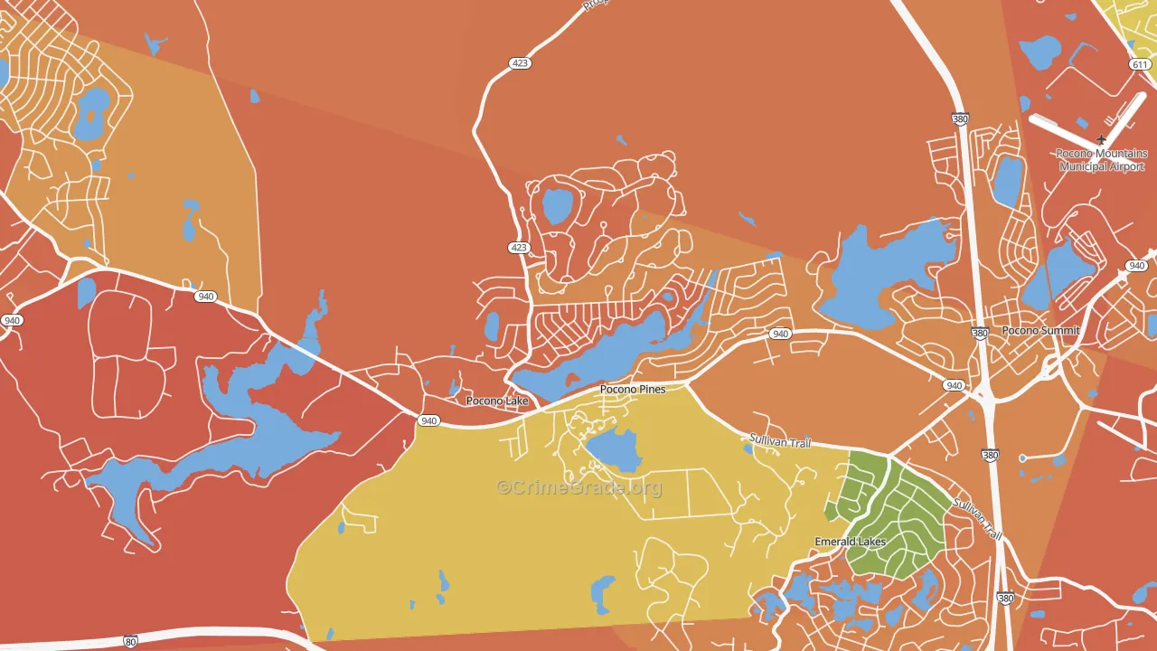 Pocono Pines, PA Map of Robbery Rates