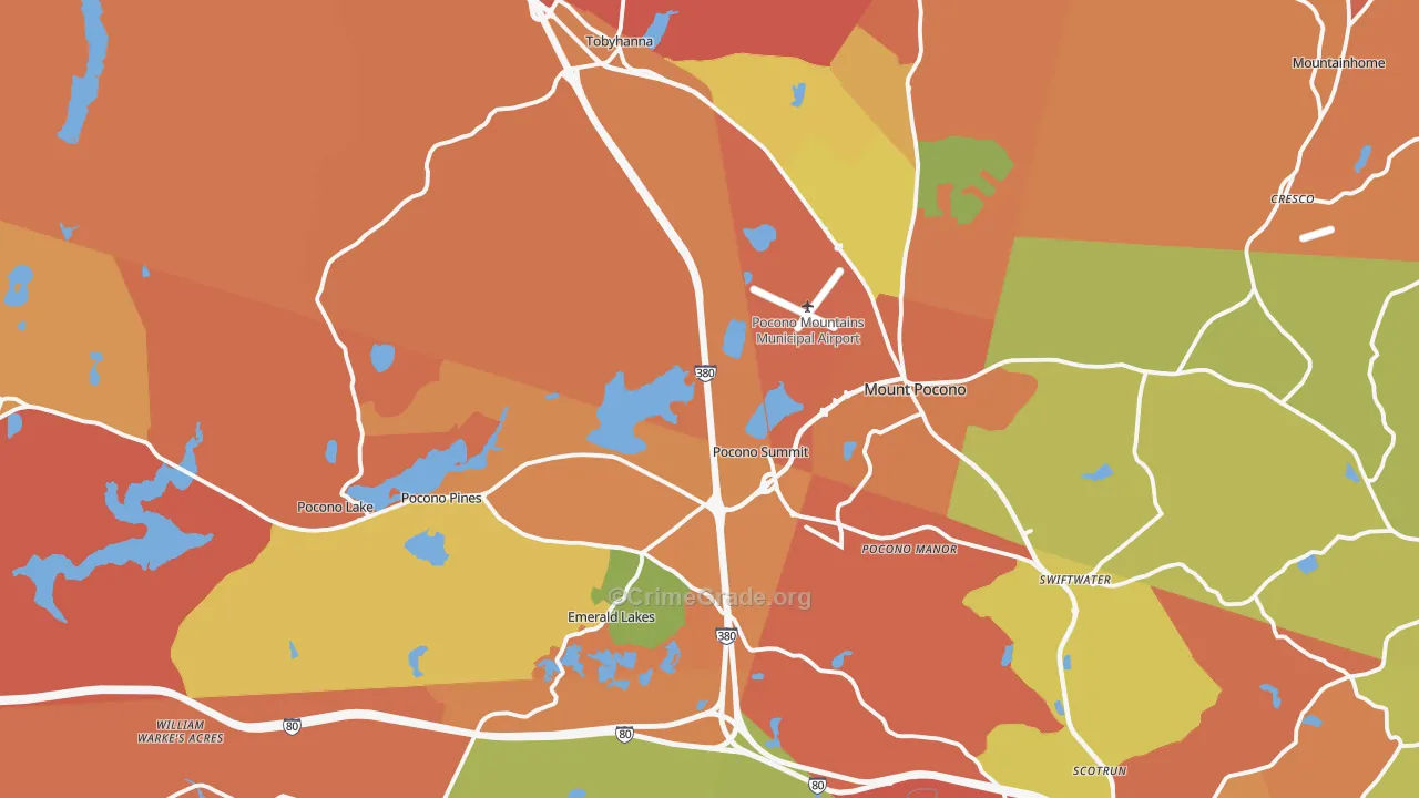 Pocono Summit, PA Map of Robbery Rates