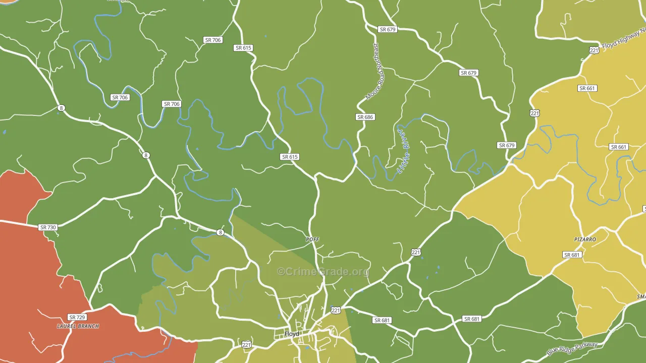 Poff, VA Map of Robbery Rates