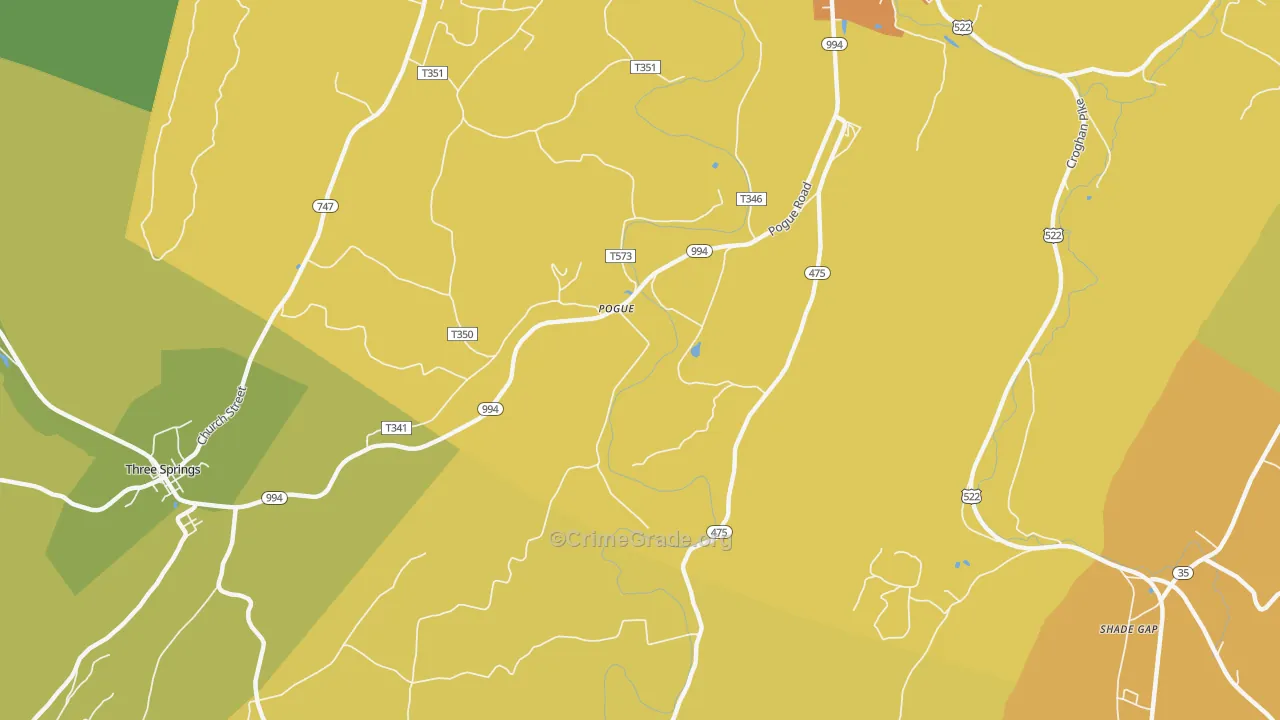 Pogue, PA Map of Robbery Rates