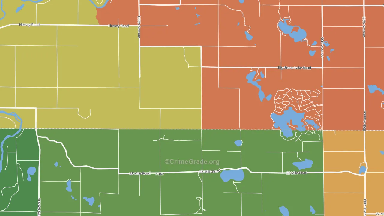 Pogy, MI Map of Robbery Rates