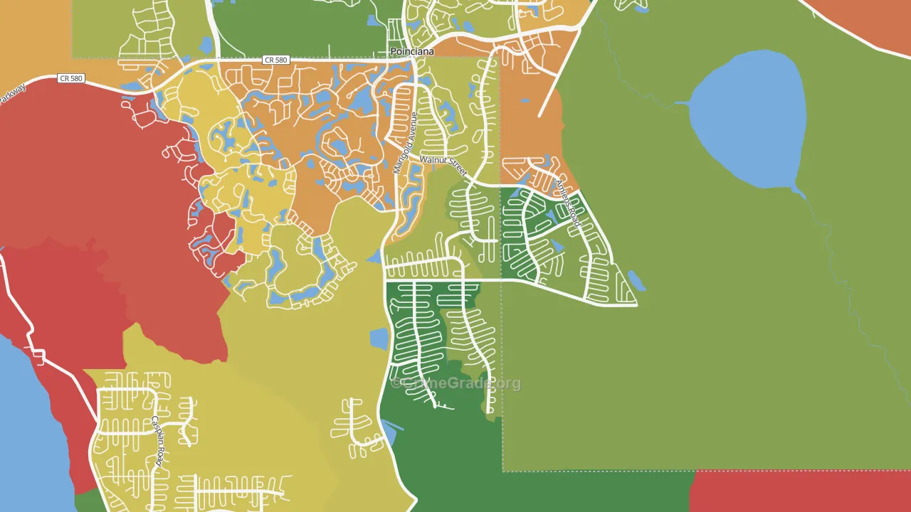 Poinciana-Village 3, Poinciana, FL Map of Robbery Rates
