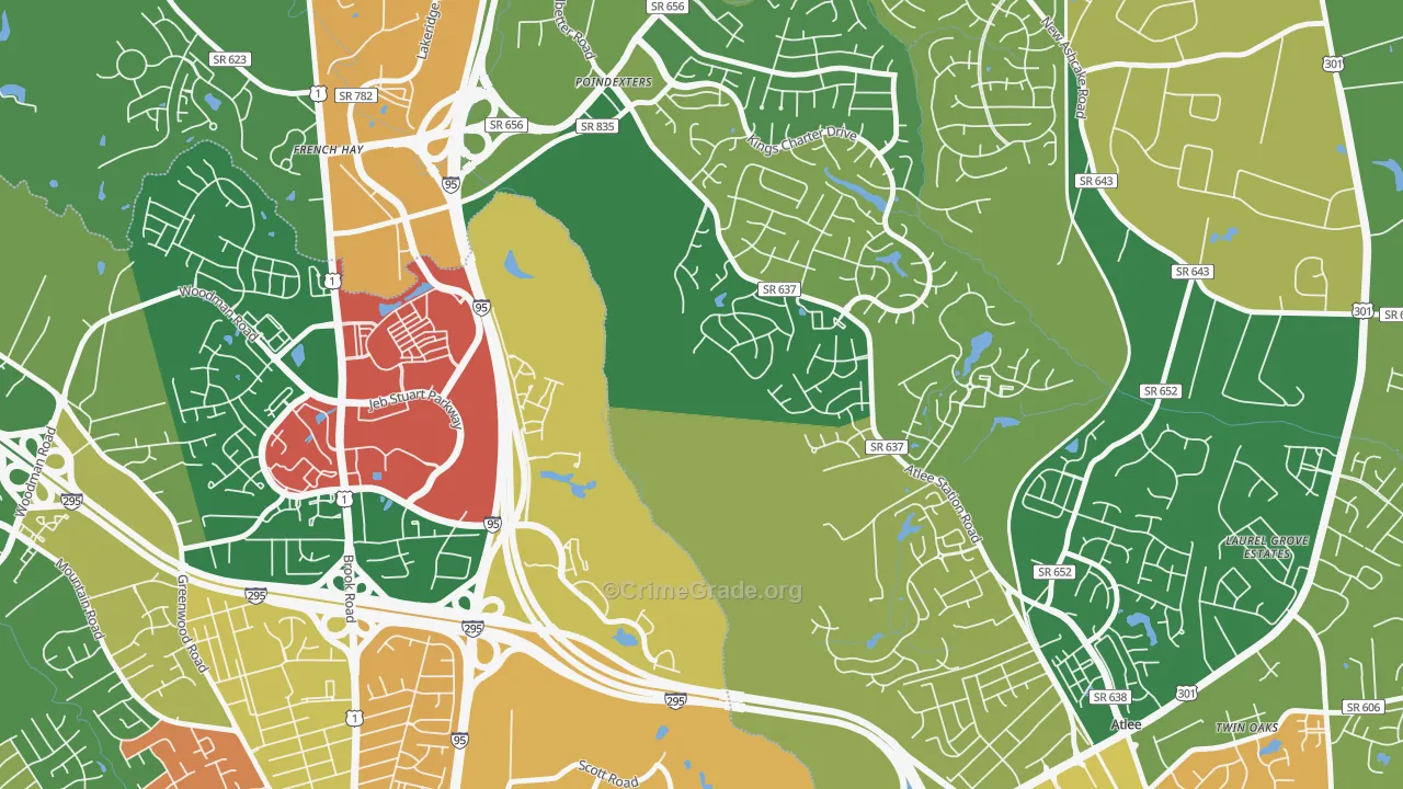 Poindexters, VA Map of Robbery Rates