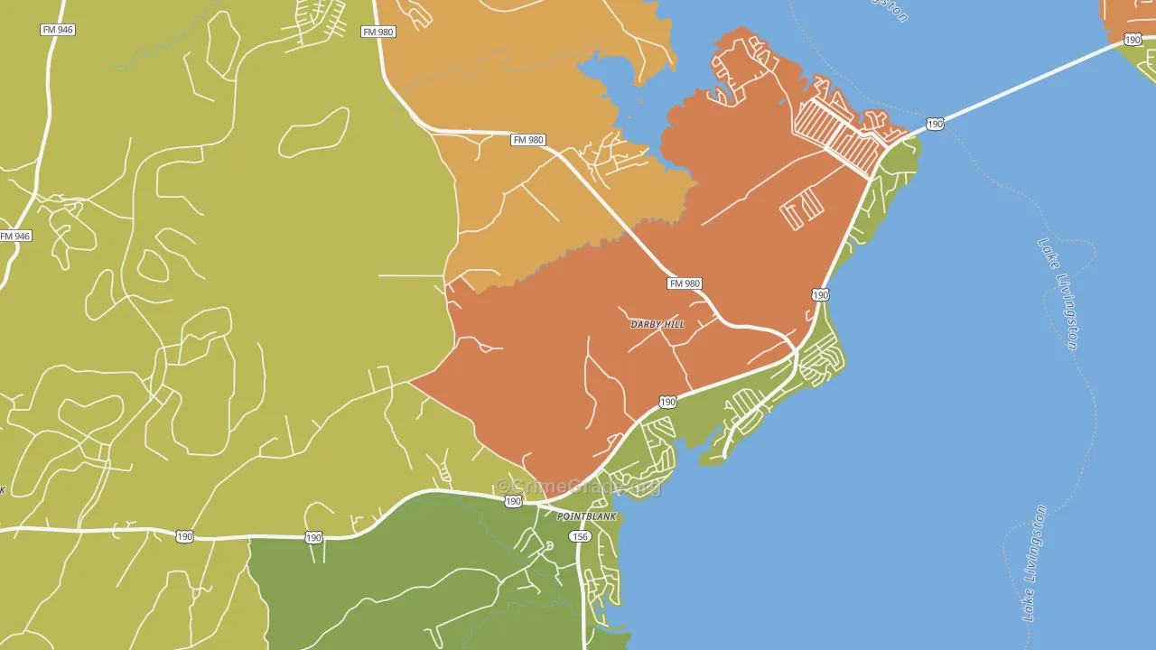 Point Blank, TX Map of Robbery Rates