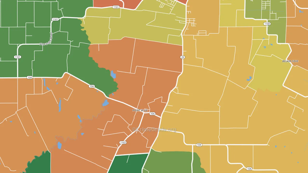 Point Blue, LA Map of Robbery Rates