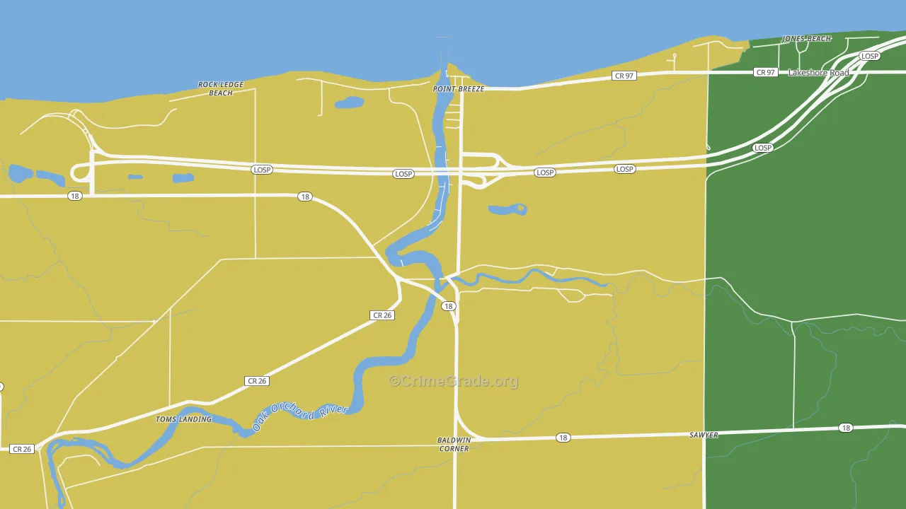 Point Breeze, NY Map of Robbery Rates