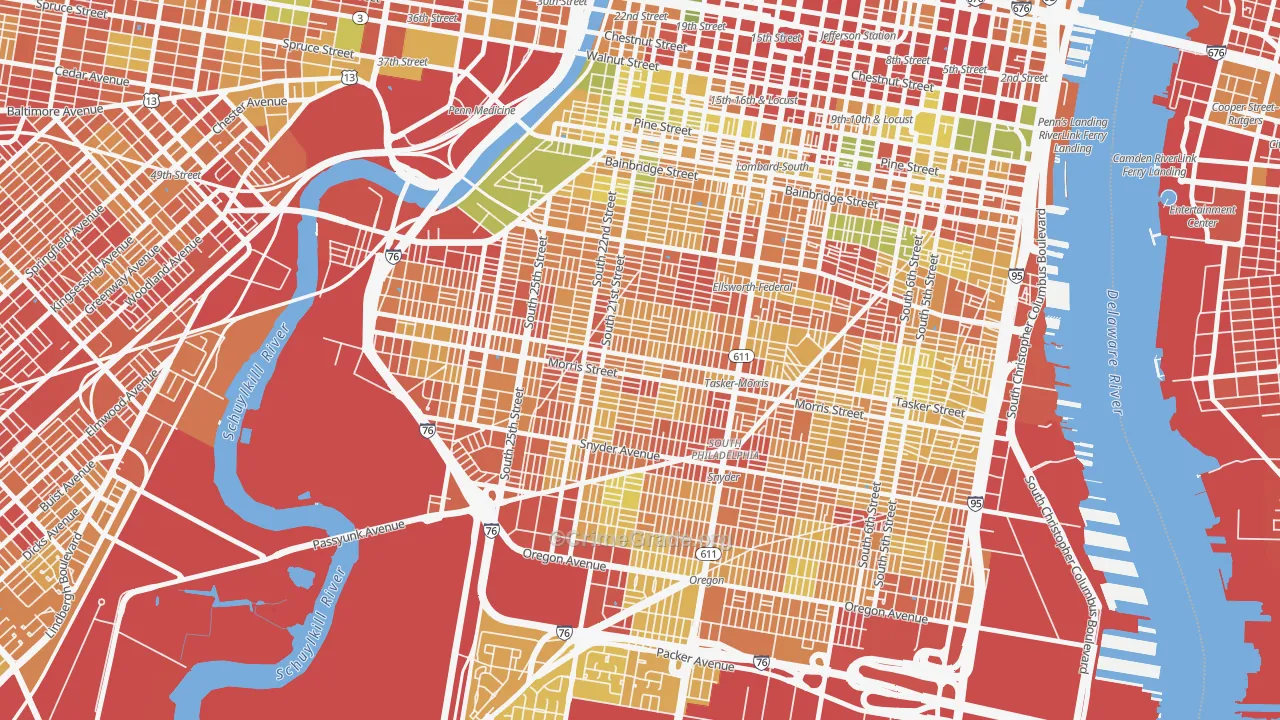 Point Breeze-Philadelphia, Philadelphia, PA Map of Robbery Rates