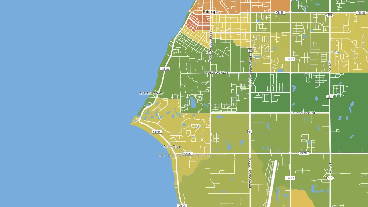 Point Clear, AL Map of Robbery Rates