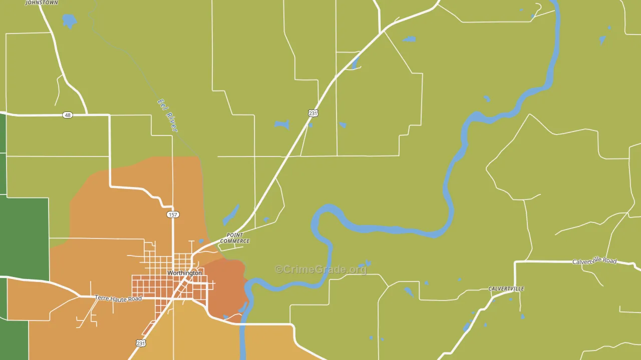 Point Commerce, IN Map of Robbery Rates