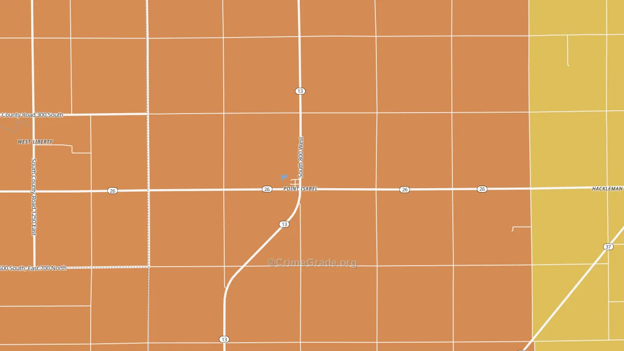 Point Isabel, IN Map of Robbery Rates