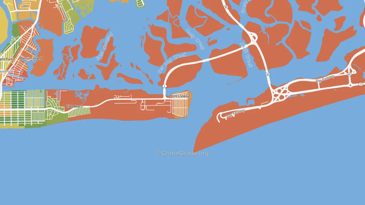 Point Lookout, NY Map of Robbery Rates