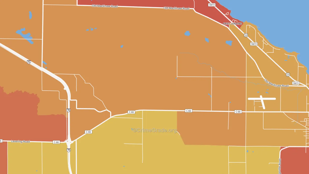Point Nipigon, MI Map of Robbery Rates