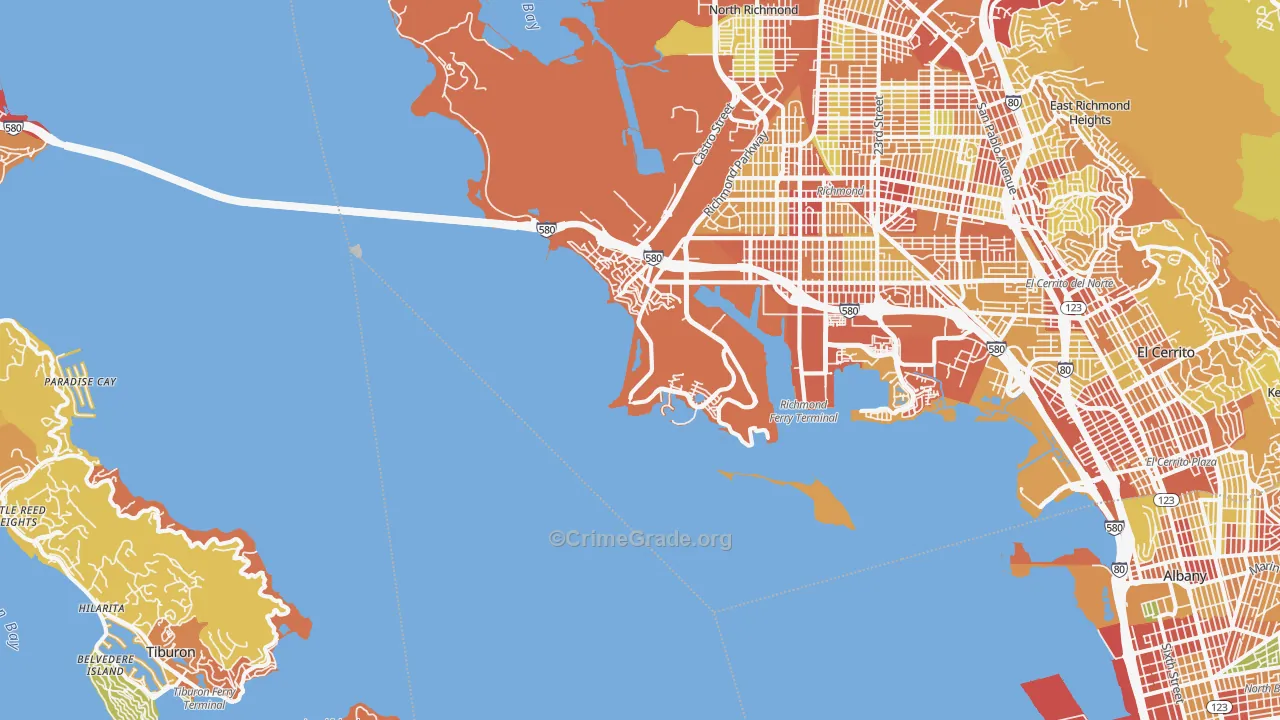 Point Richmond, Richmond, CA Map of Robbery Rates