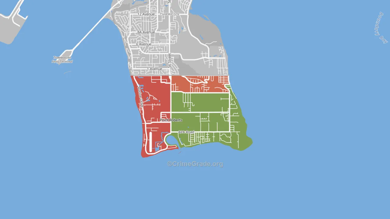 Point Roberts, WA Map of Robbery Rates