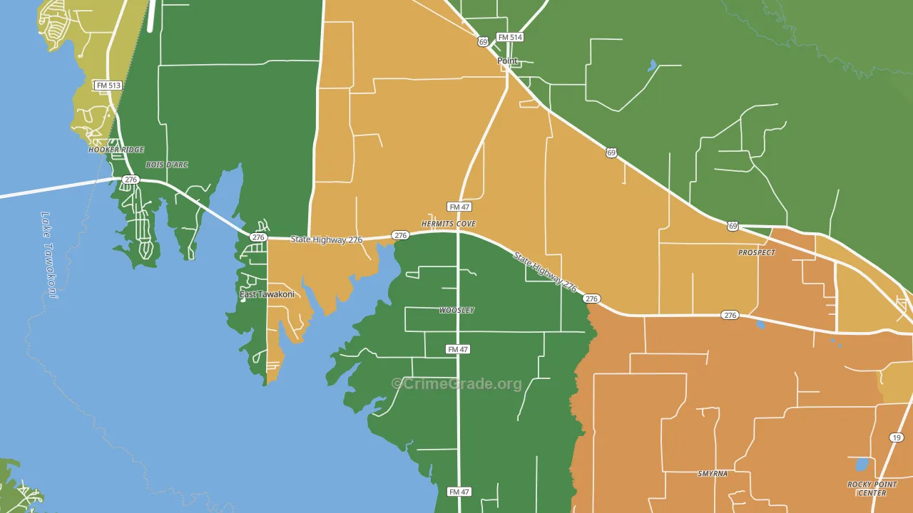 Point, TX Map of Robbery Rates